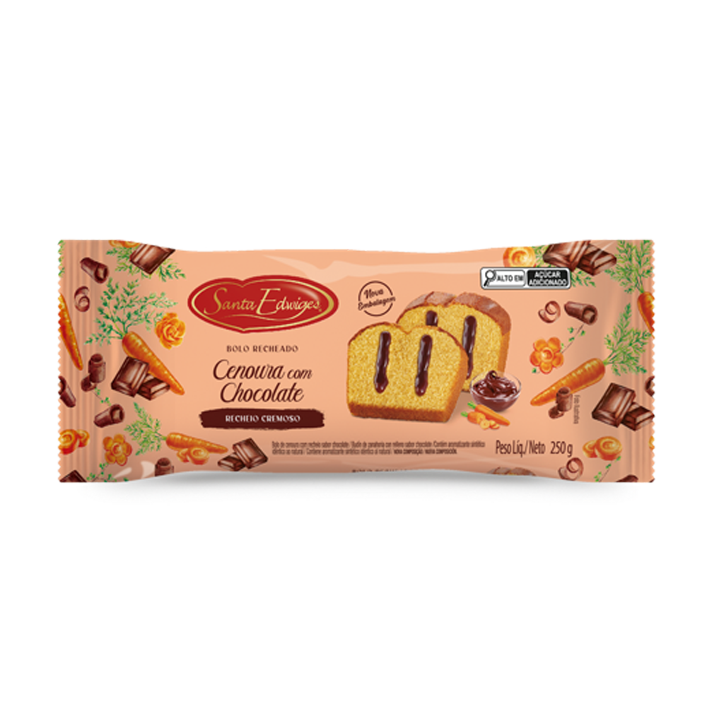 Bolo de Cenoura com Recheio de Chocolate Santa Edwiges 250g
