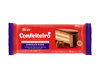 Cobertura Chocolate Blend em Barra Confeiteiro Harald 1Kg