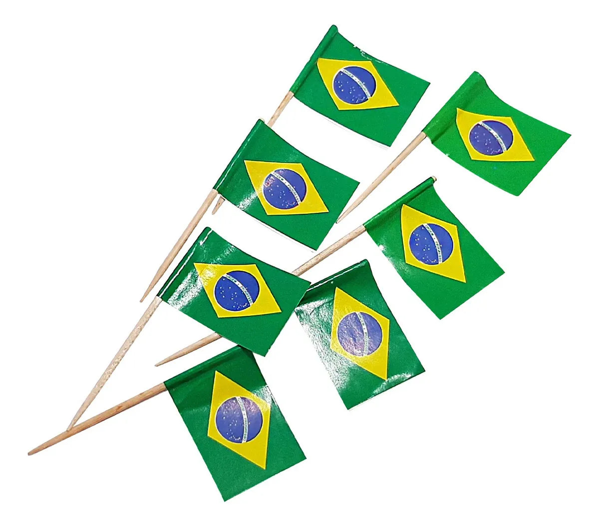 Bandeira Brasileira Stick 12cm - 50 unidades