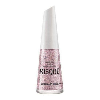 Esmalte Efeito Glitter Granulado Rose 8ml - Risque - BR Emporio