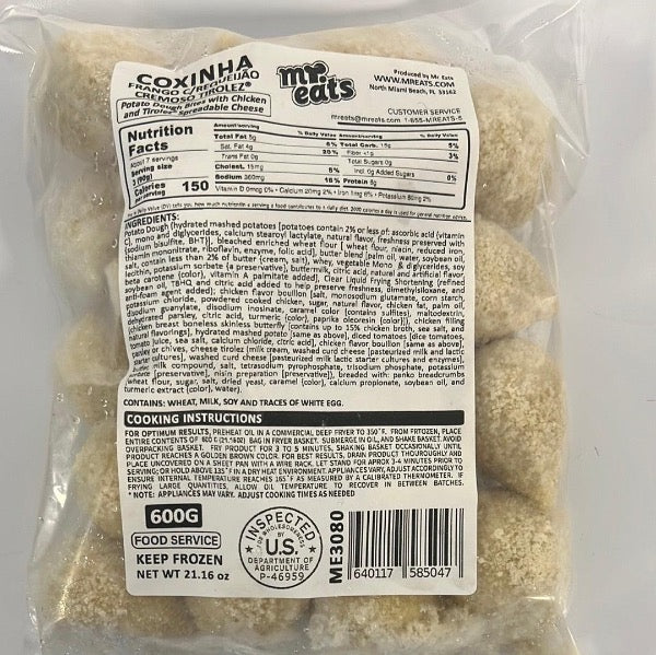 Coxinha de Frango C/Req Tiroles Mr Eats festa (para fritar) 600g (ME3080) - BR Emporio