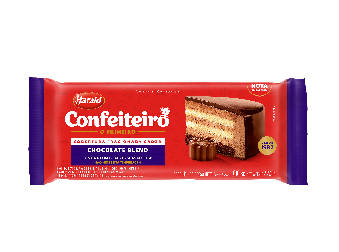 Cobertura Chocolate Blend em Barra Confeiteiro Harald 1Kg