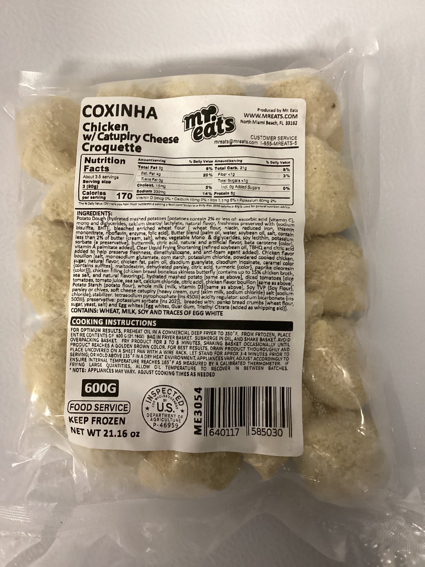 Mr Eats Festa Chicken Coxinha with Catupiry for Frying 600g (ME2554)