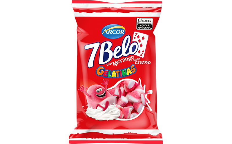 Bala de Gelatina Morango e Creme 7 Belo 70g