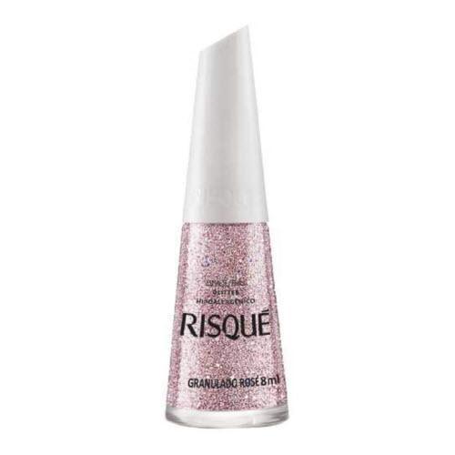 Esmalte Efeito Glitter Granulado Rose  8ml - Risque - BR Emporio